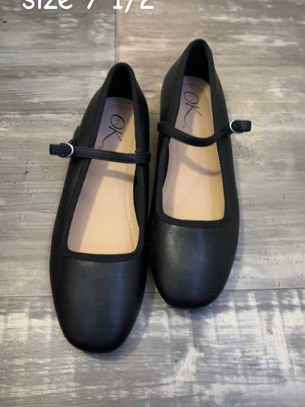 OK Black Mary Jane Flats for Women